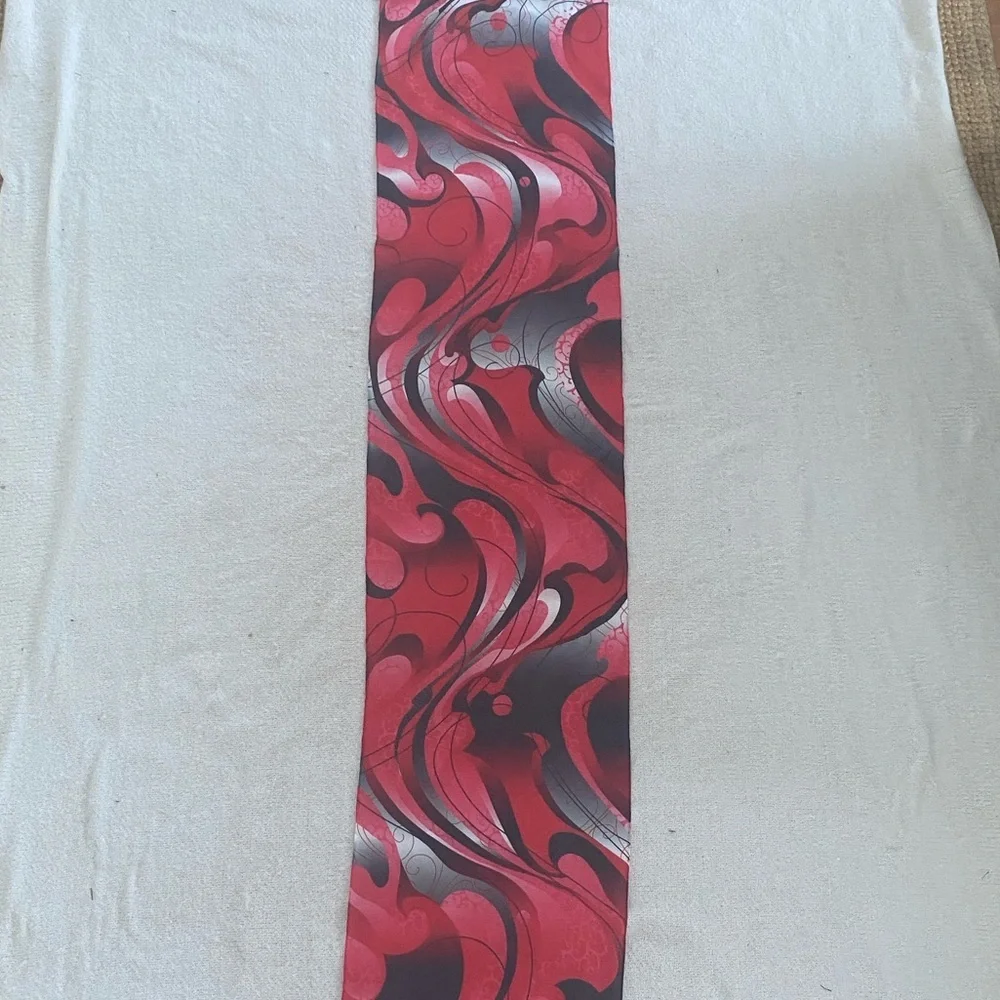 Elegant Red and Black Silk Scarf